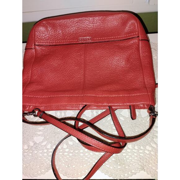 Coach Leather Mini Duffle Crossbody Bag Red Pebbled Leather - Picture 6 of 7